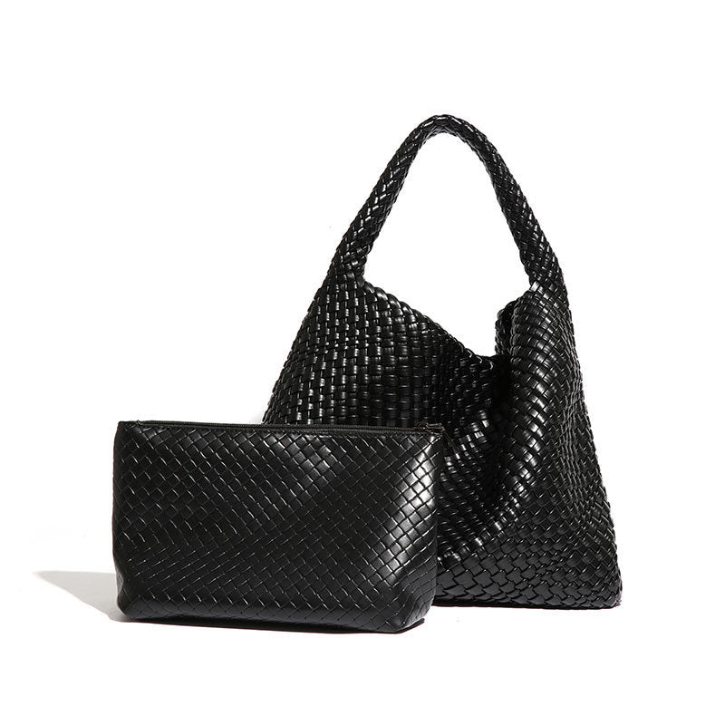 Sac d'épaule Élégance Tissée Noir | Zachoo