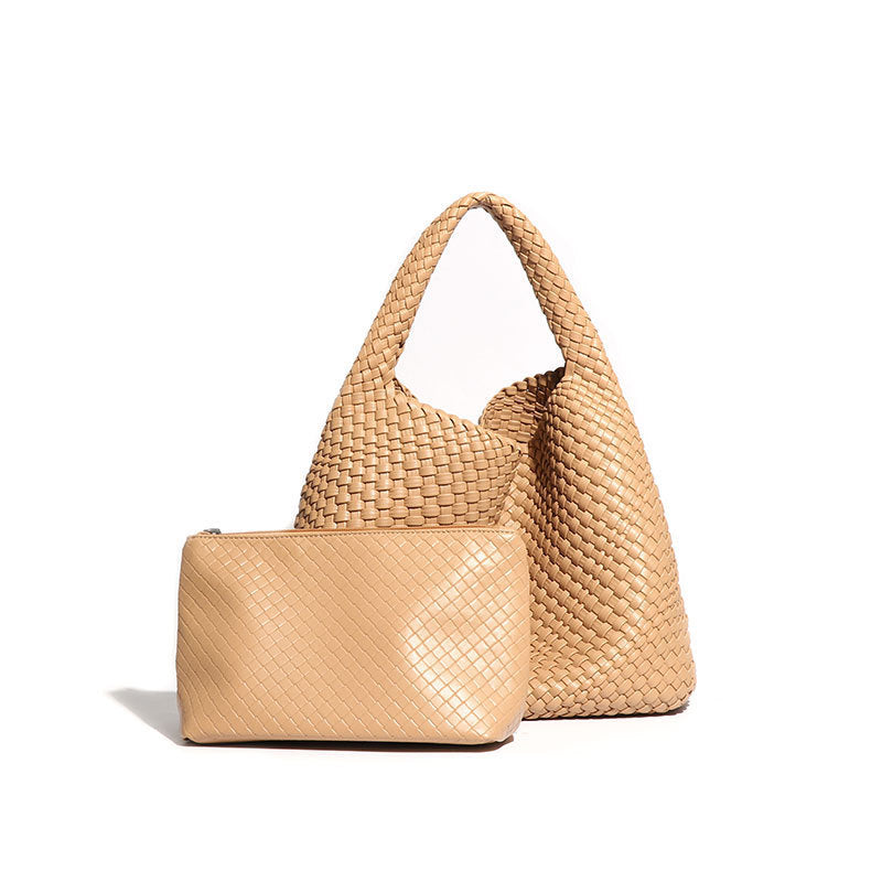 Sac d'épaule Élégance Tissée Abricot | Zachoo