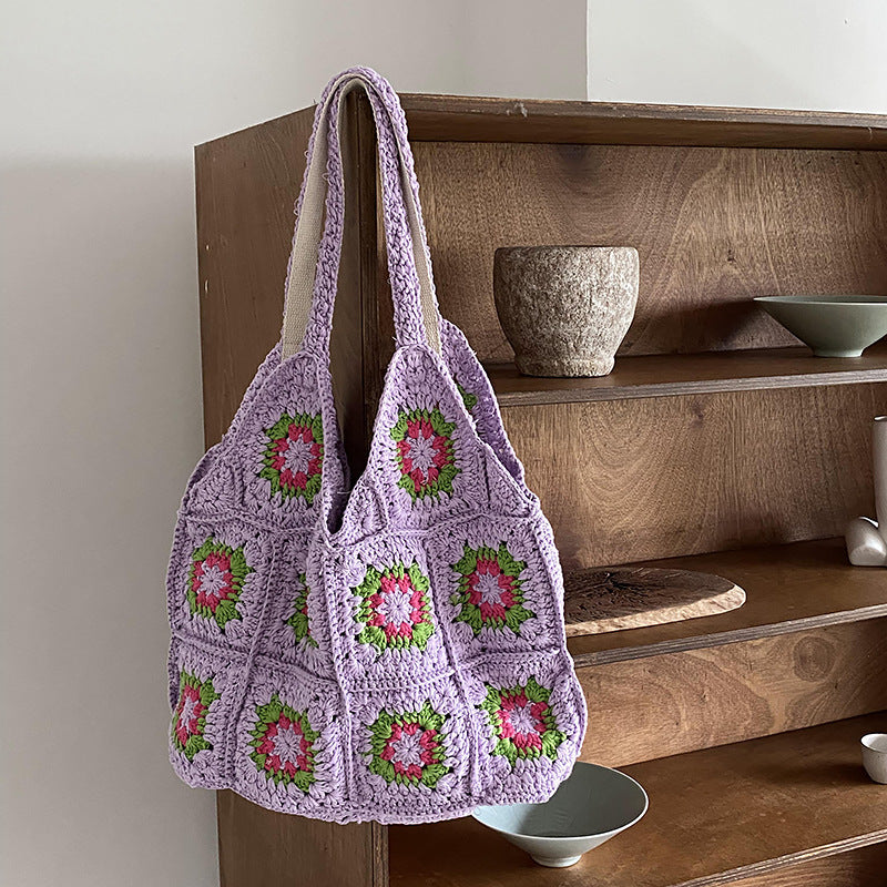 Sac Fleur et Crochet Aubergine | Zachoo