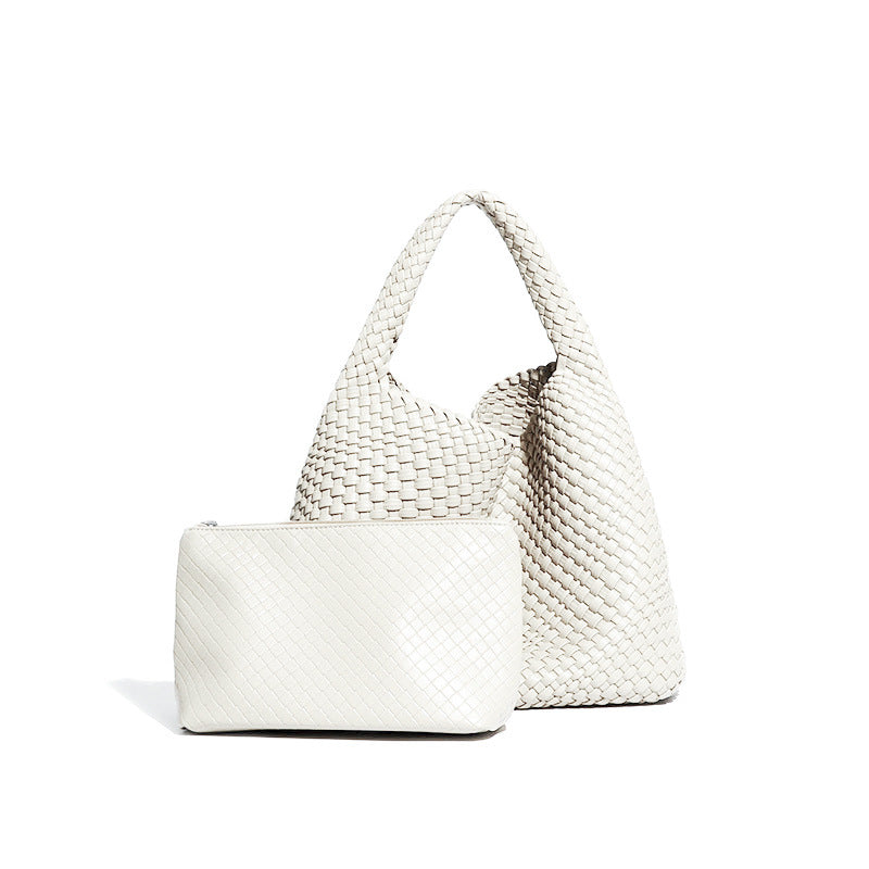 Sac d'épaule Élégance Tissée Blanc | Zachoo