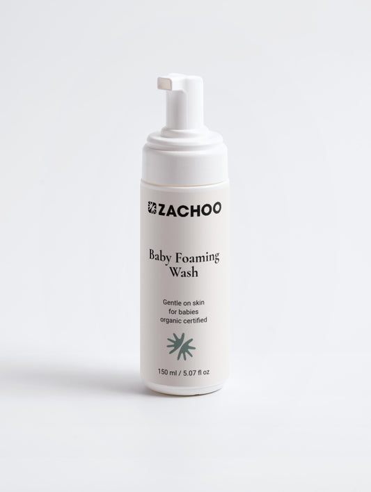 Mousse Lavante Bébé Bio - Ultra-Douce & Sans Savon - Aloe Vera & Camomille - Dès la Naissance - 150ml | Zachoo