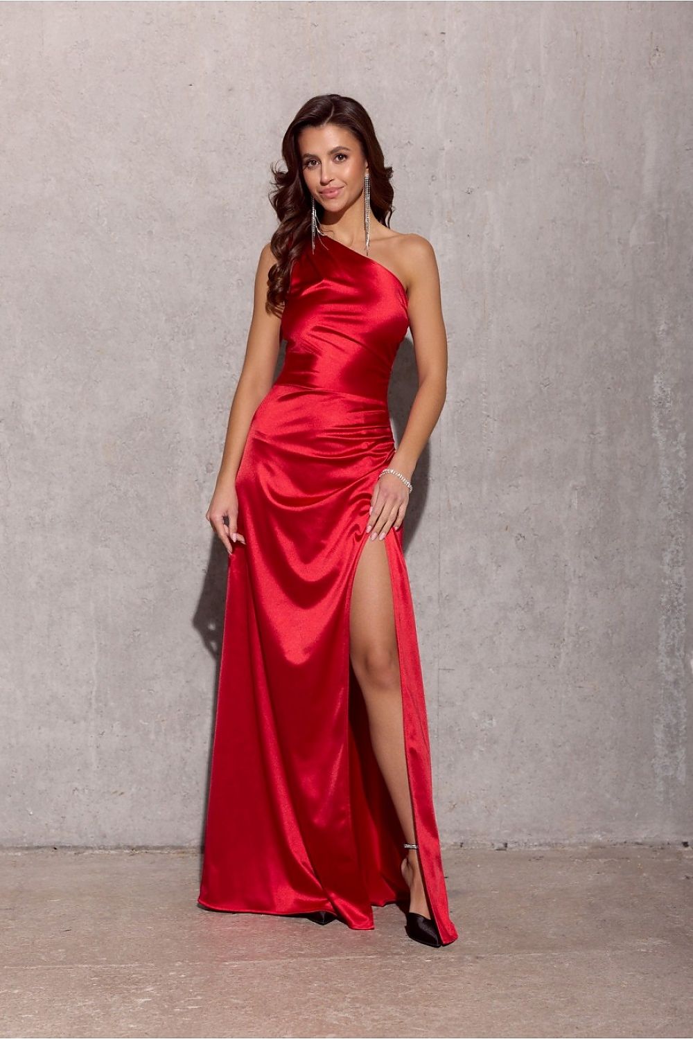 Robe longue satinée Inezava rouge | Zachoo