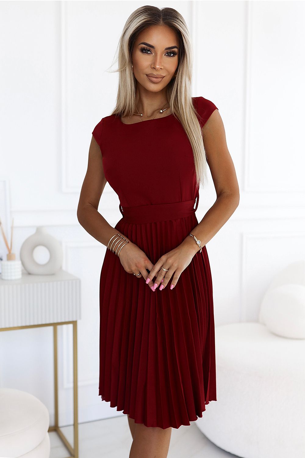 Robe plissée Arlavia zip rouge 3 | Zachoo