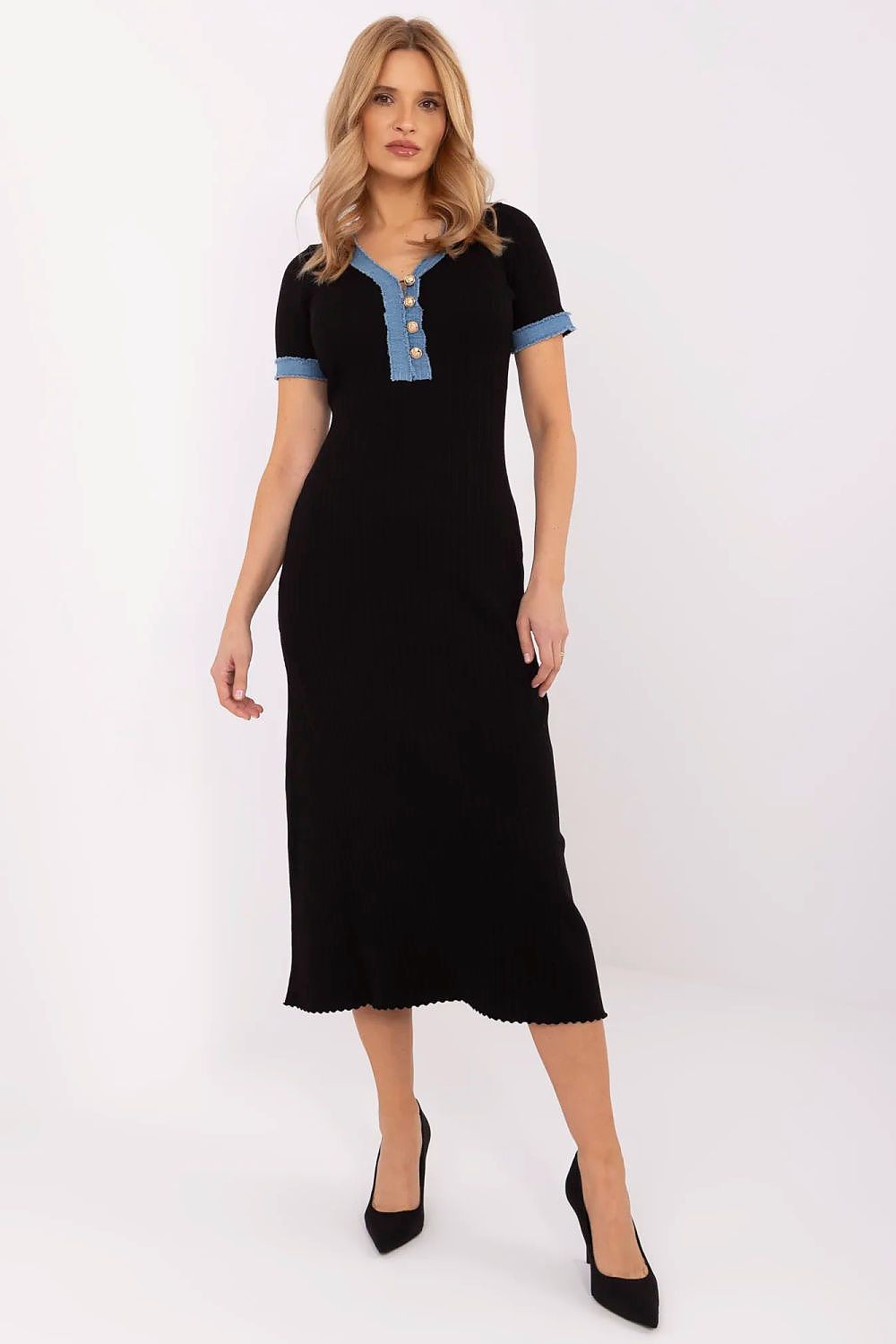 Robe de jour Cylvessa Knitline noir universelle | Zachoo