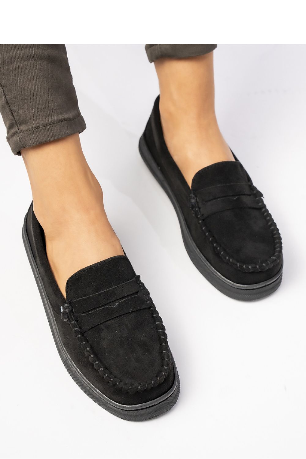 Mocassins rembourrés en cuir suédé écologique pour femmes, style mule.
