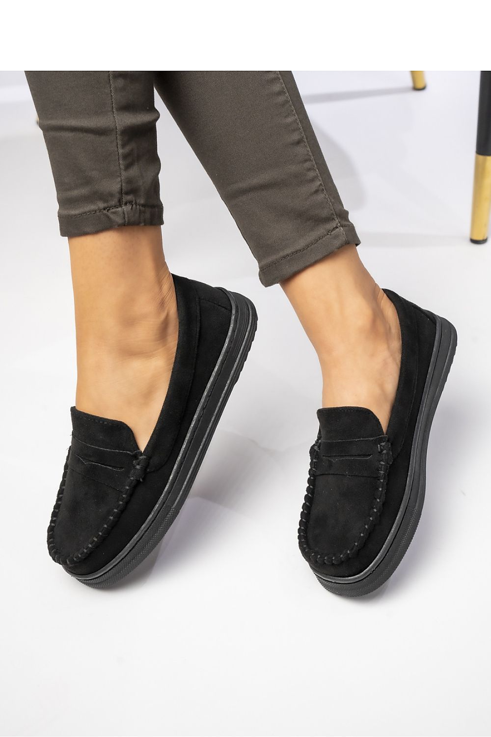 Mocassins rembourrés en cuir suédé écologique pour femmes, style mule.