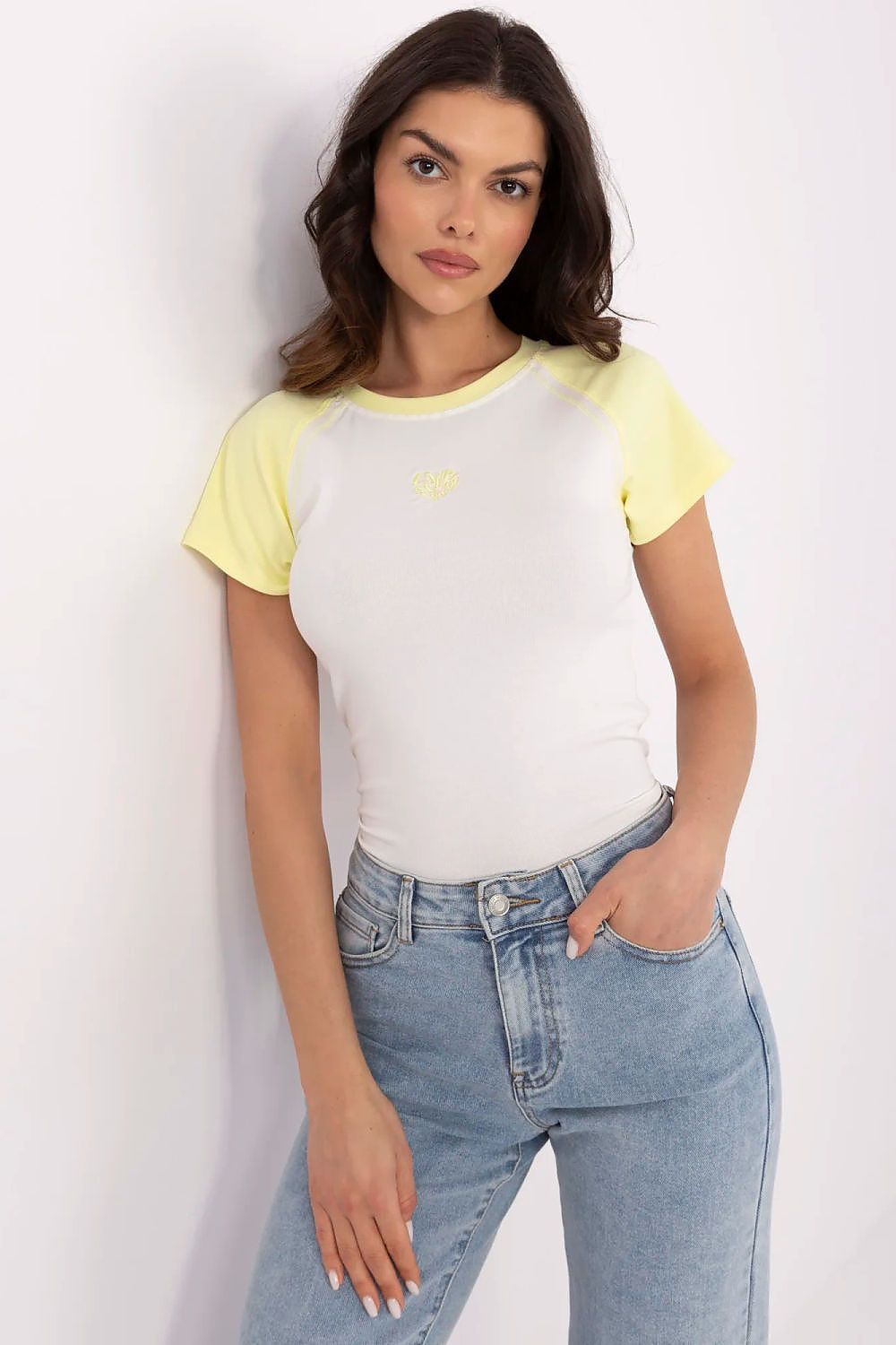 T-shirt Rivana côtelé jaune universelle | Zachoo