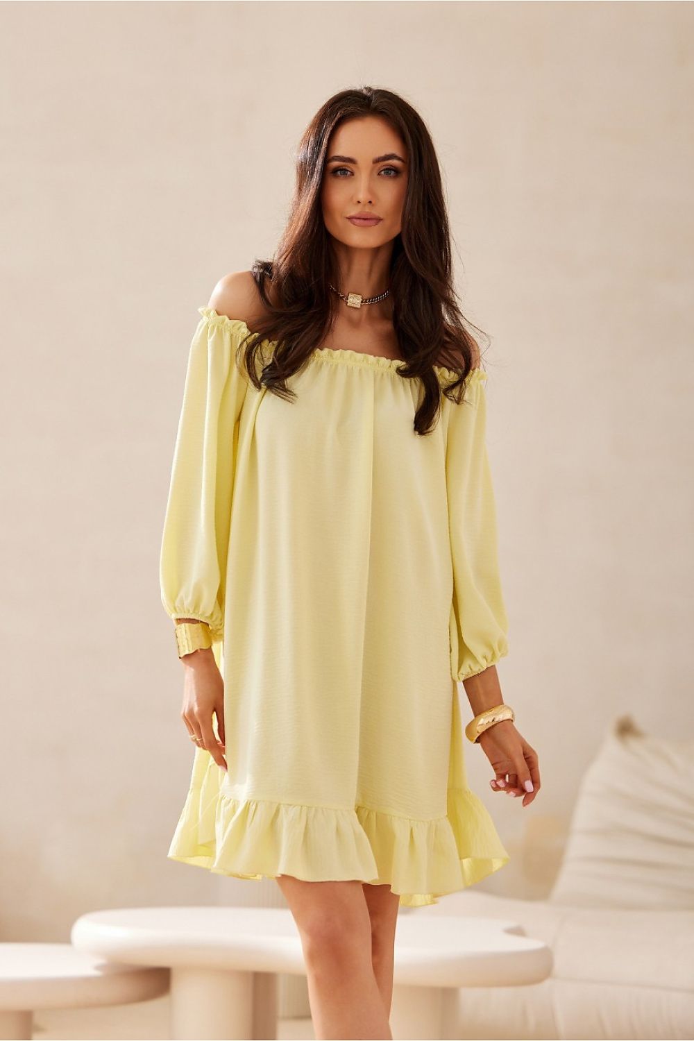 Robe courte à col bardot Delmira | Zachoo