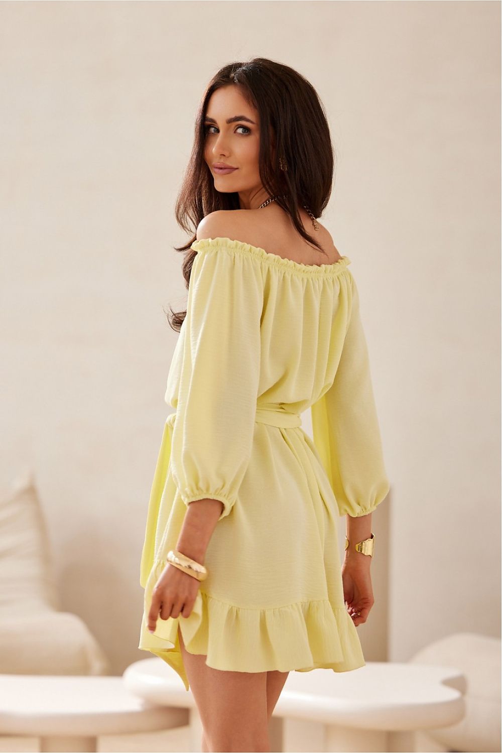 Robe courte à col bardot Delmira | Zachoo