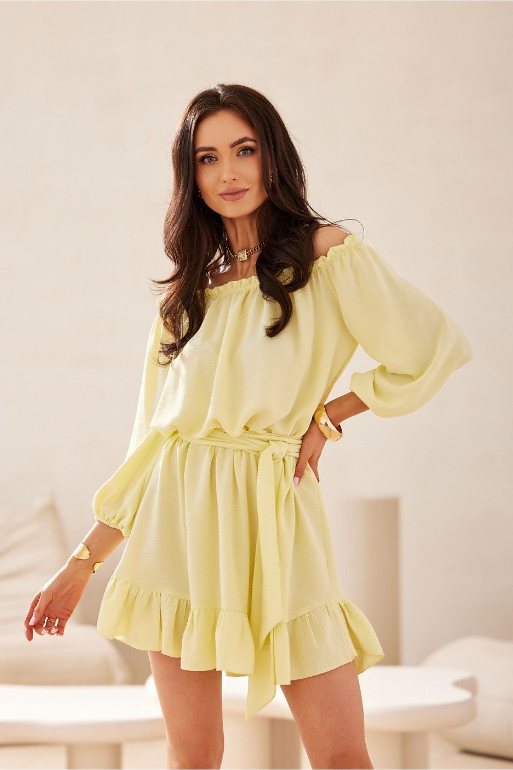 Robe courte à col bardot Delmira | Zachoo