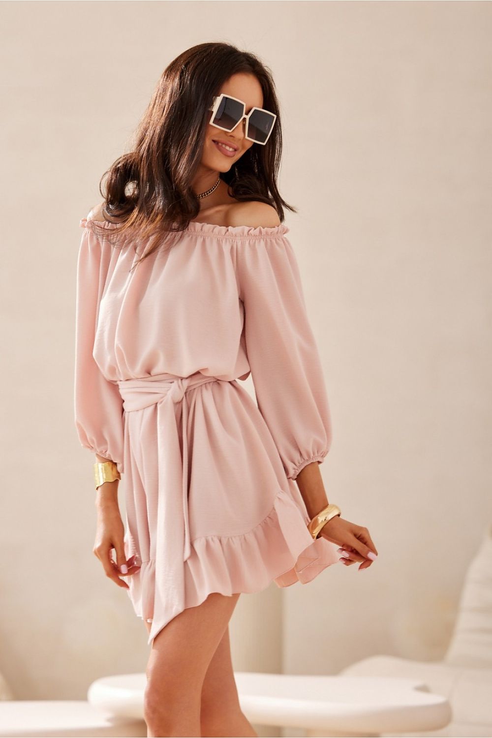 Robe courte à col bardot Delmira | Zachoo