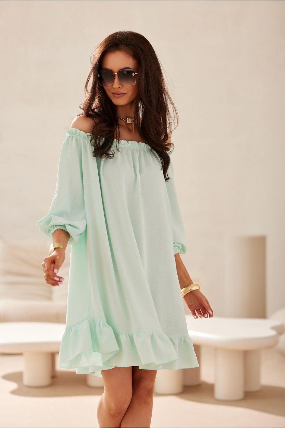 Robe courte à col bardot Delmira | Zachoo