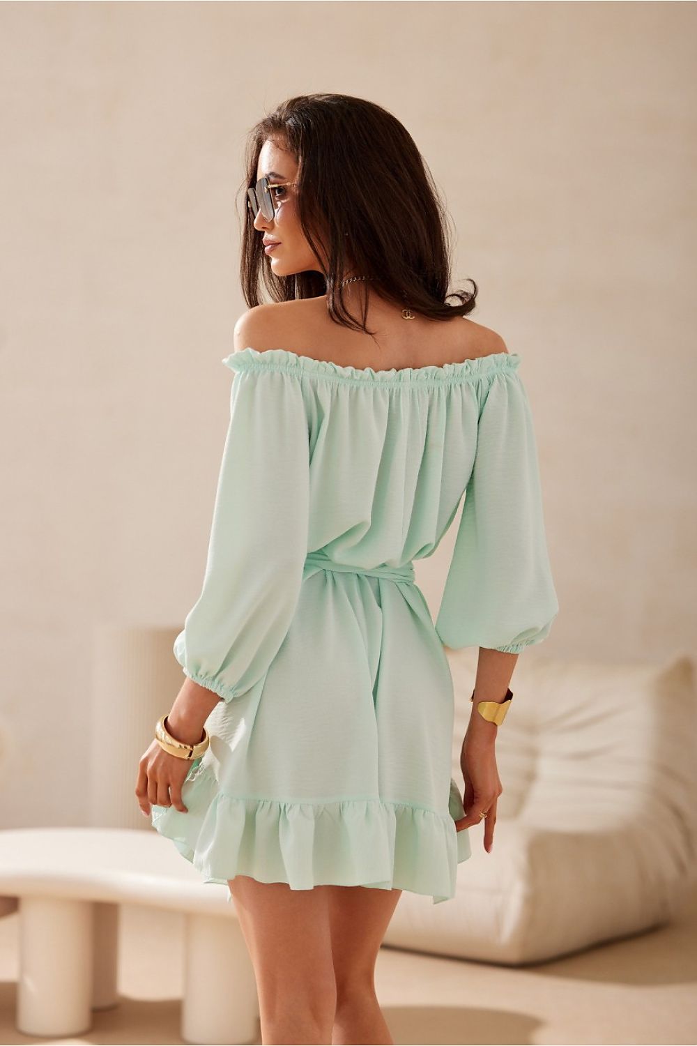 Robe courte à col bardot Delmira | Zachoo
