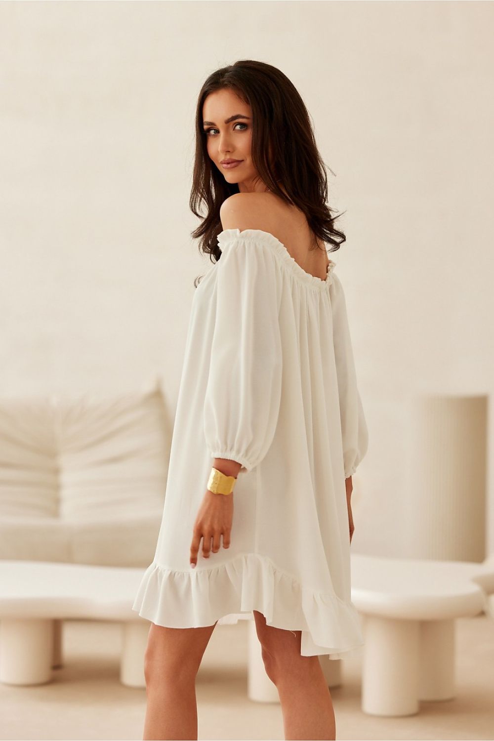 Robe courte à col bardot Delmira | Zachoo