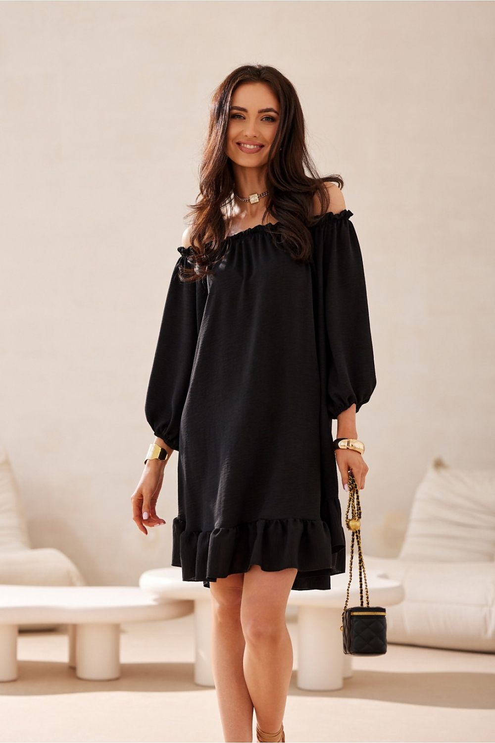 Robe courte à col bardot Delmira | Zachoo