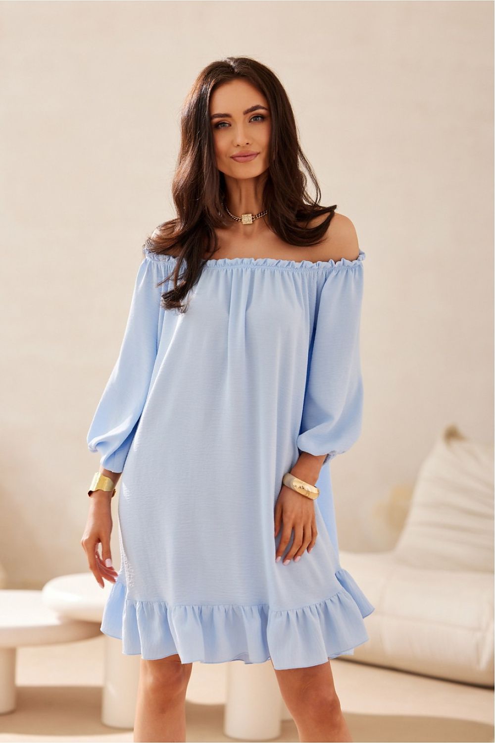 Robe courte à col bardot Delmira | Zachoo