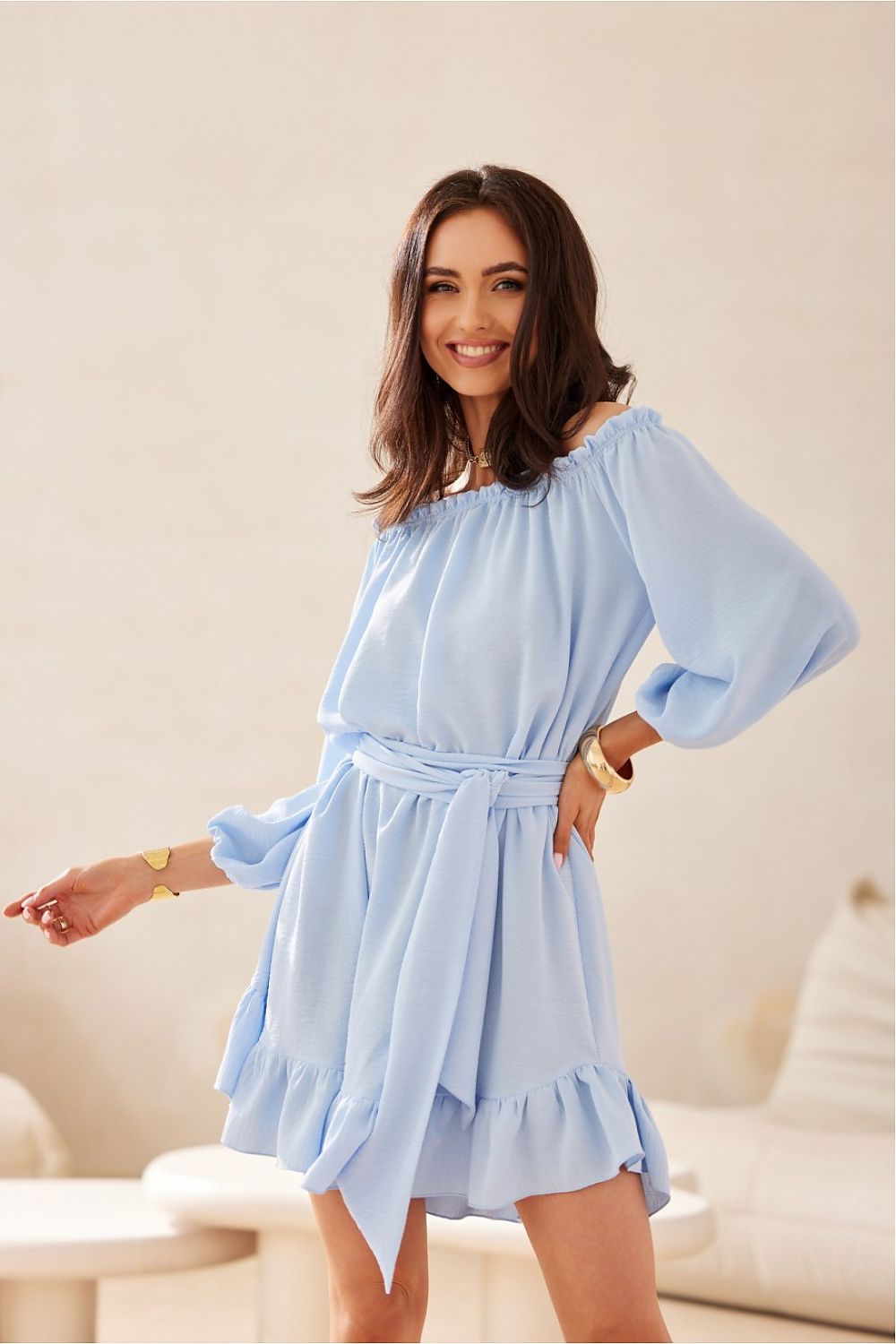 Robe courte à col bardot Delmira | Zachoo