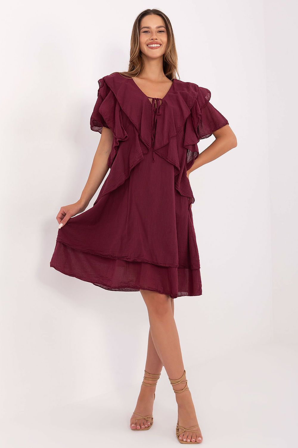 Robe bohème Liravelle coton rouge universelle | Zachoo