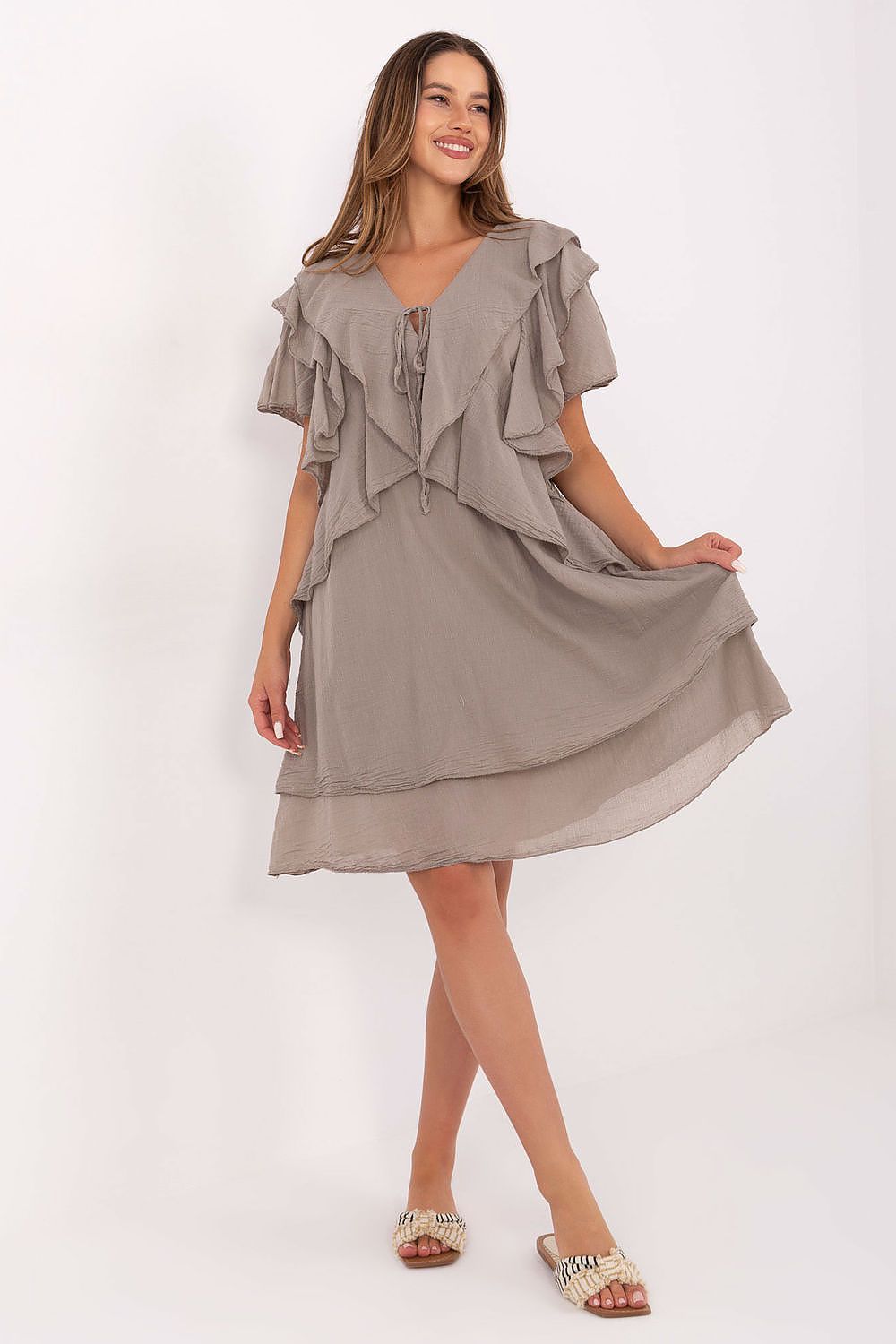 Robe bohème Liravelle coton beige universelle | Zachoo