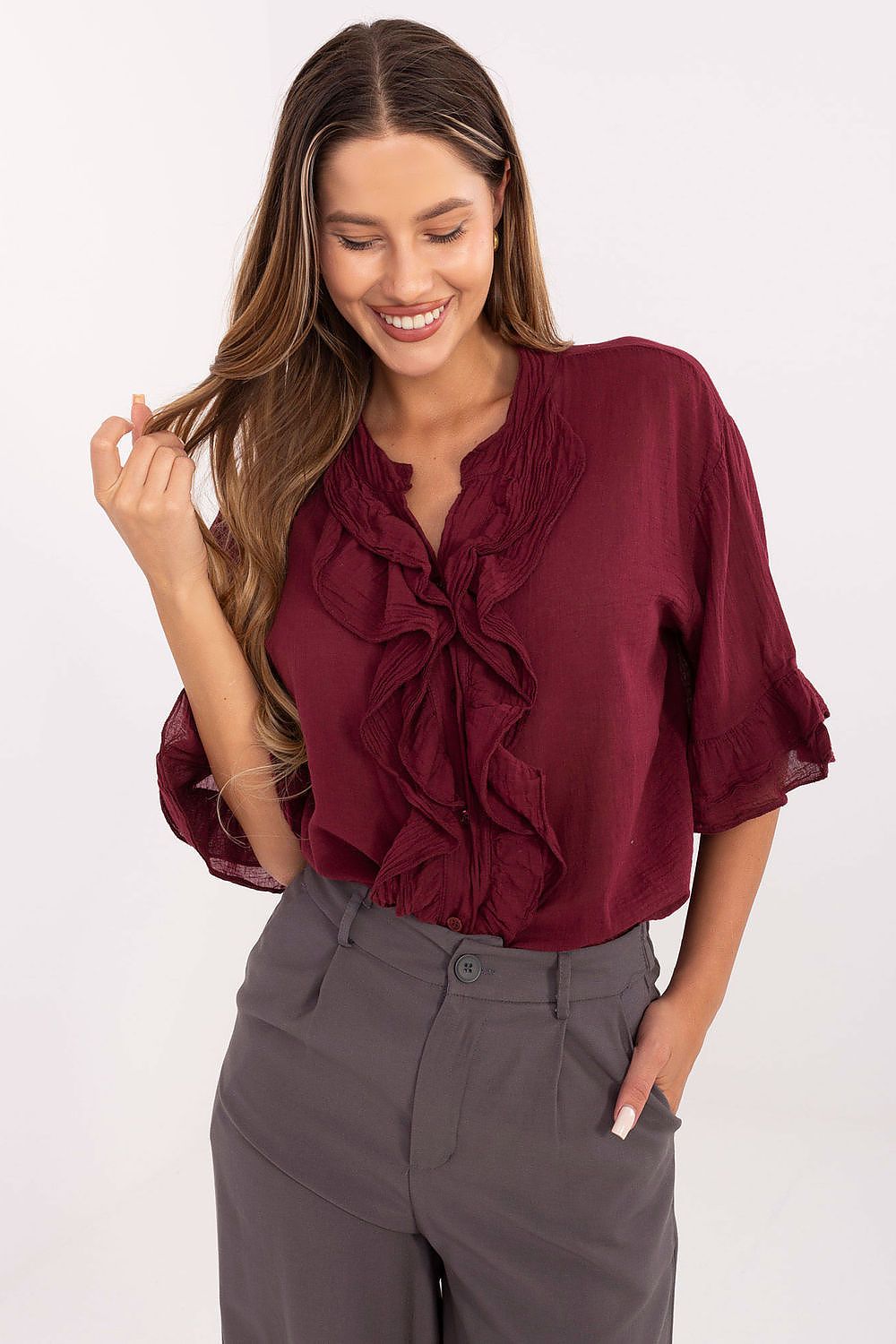 Chemise bohème Arvenia coton rouge universelle | Zachoo