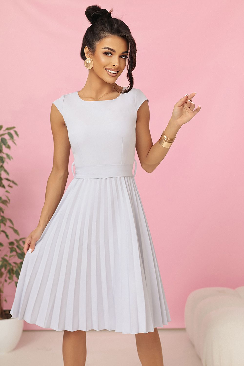 Robe plissée Arlavia zip gris | Zachoo