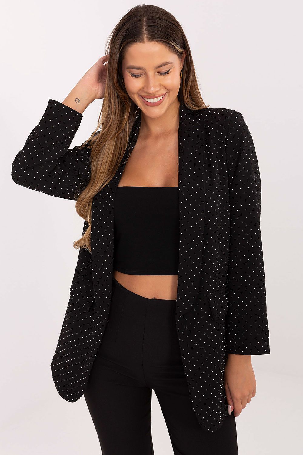 Veste fluide col ouvert – Trame-Rue noir universelle | Zachoo