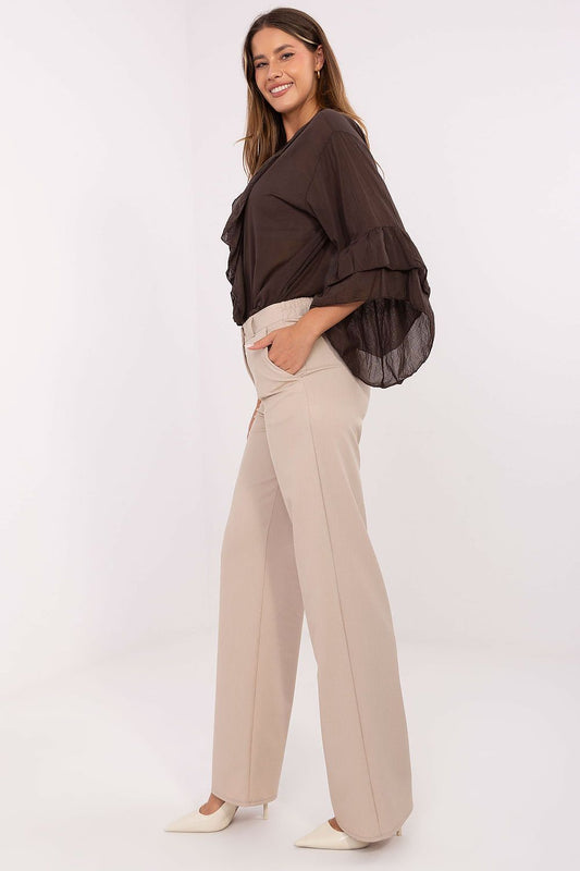 Pantalon femme taille haute en coton - Aurelia | Zachoo