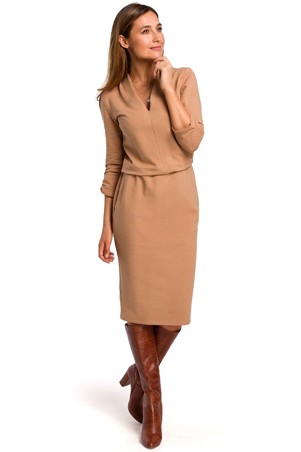 Robe de jour Nouvelle Aube – Robe Fluide à Taille Souple beige | Zachoo