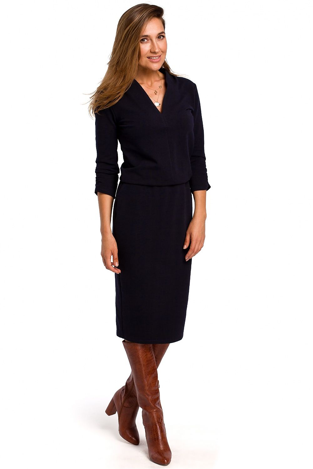 Robe de jour Nouvelle Aube – Robe Fluide à Taille Souple bleu marine | Zachoo