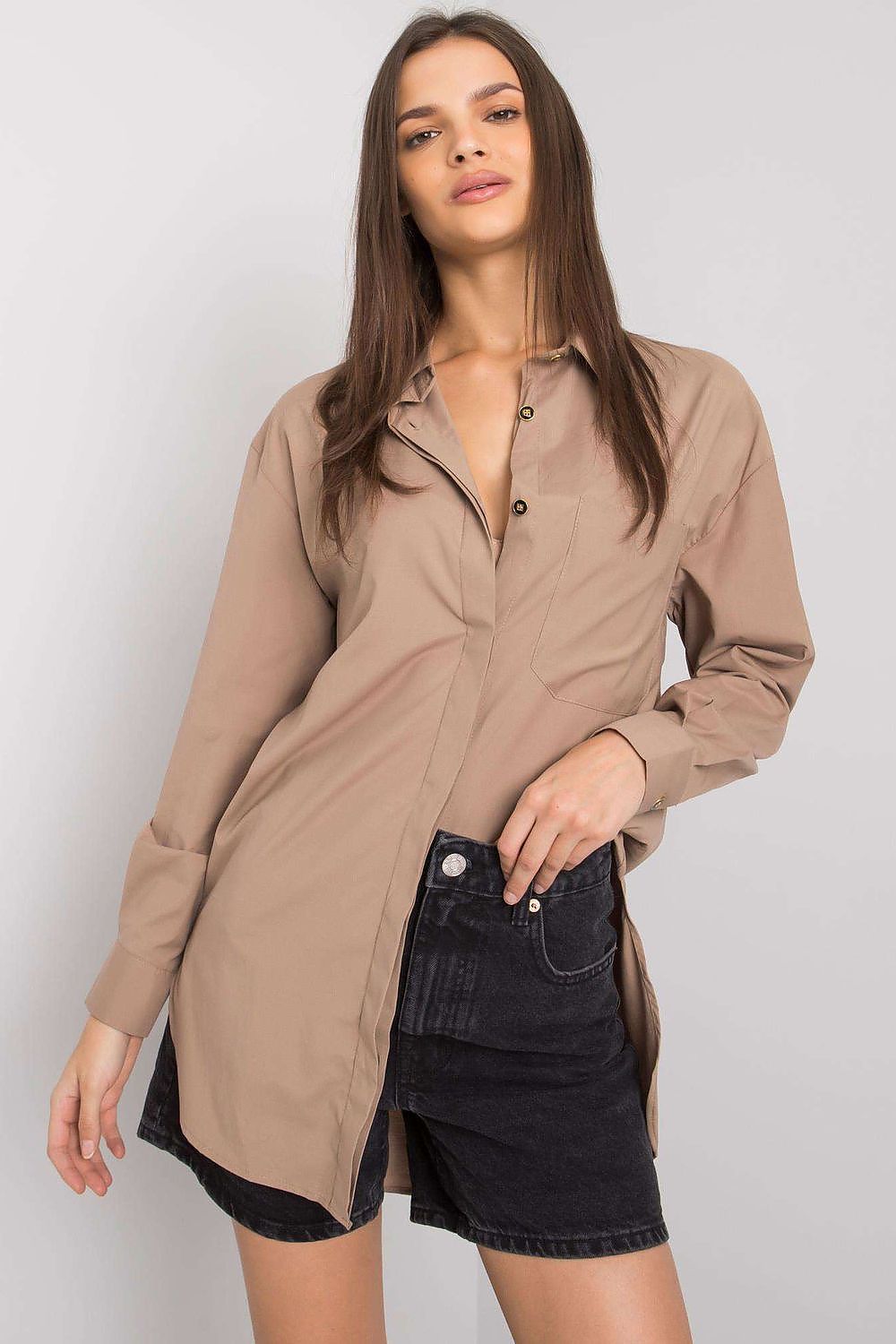 Chemise longue Avirelle structurée beige universelle | Zachoo