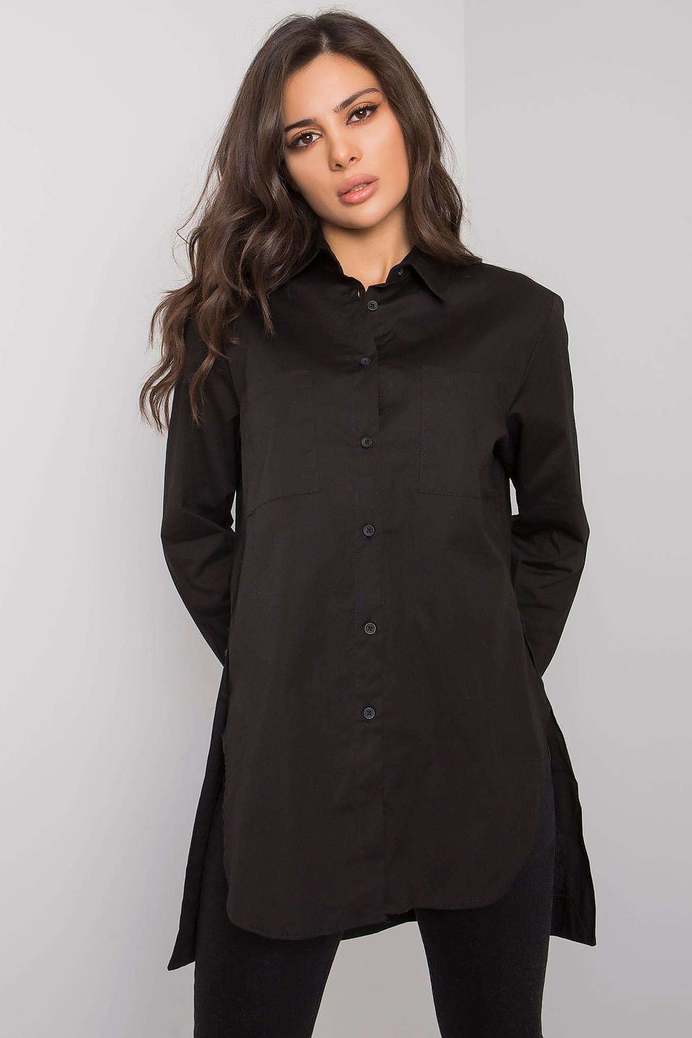 Chemise longue Melora fluide noir universelle | Zachoo