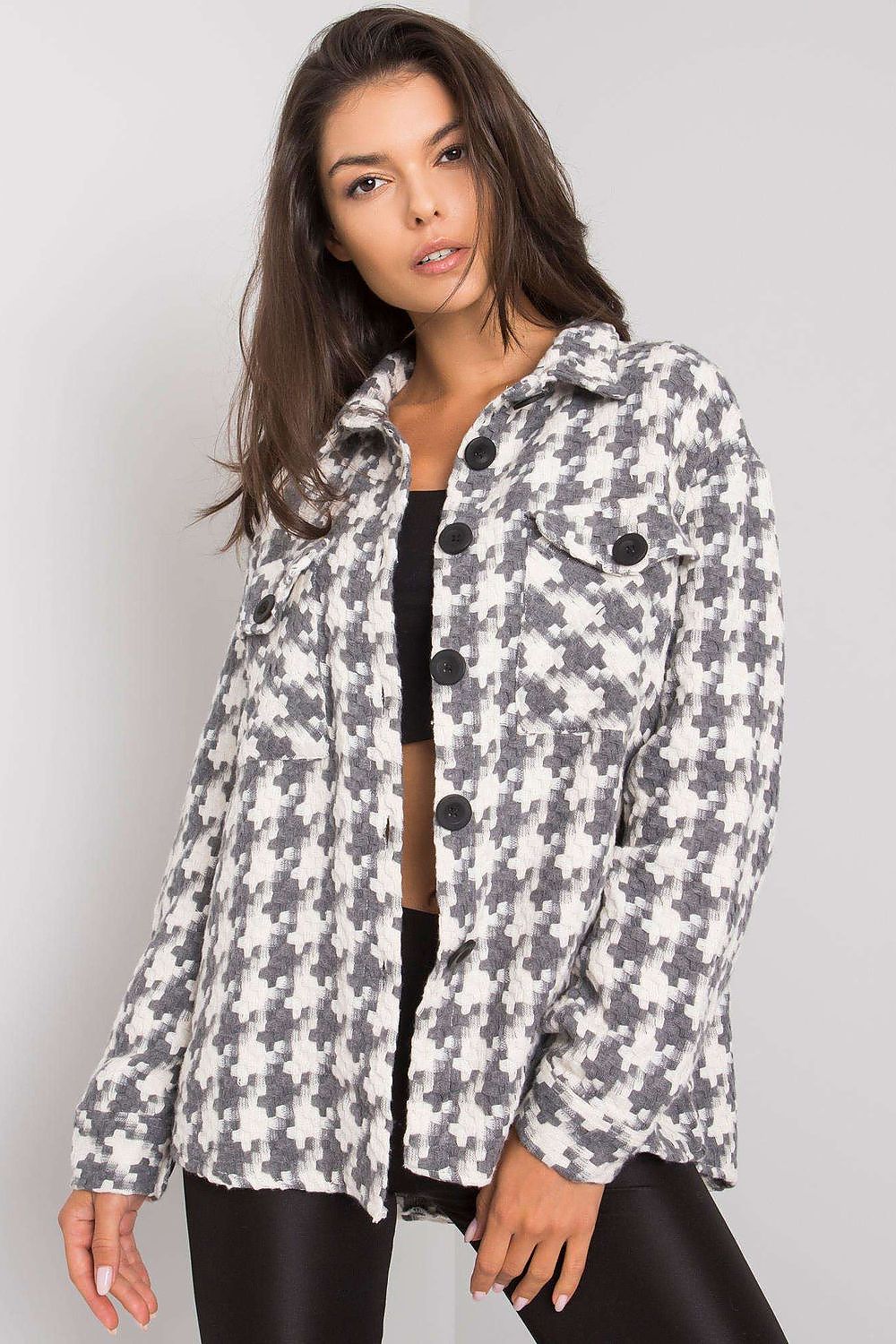 Chemise longue Elmoda structurée gris | Zachoo