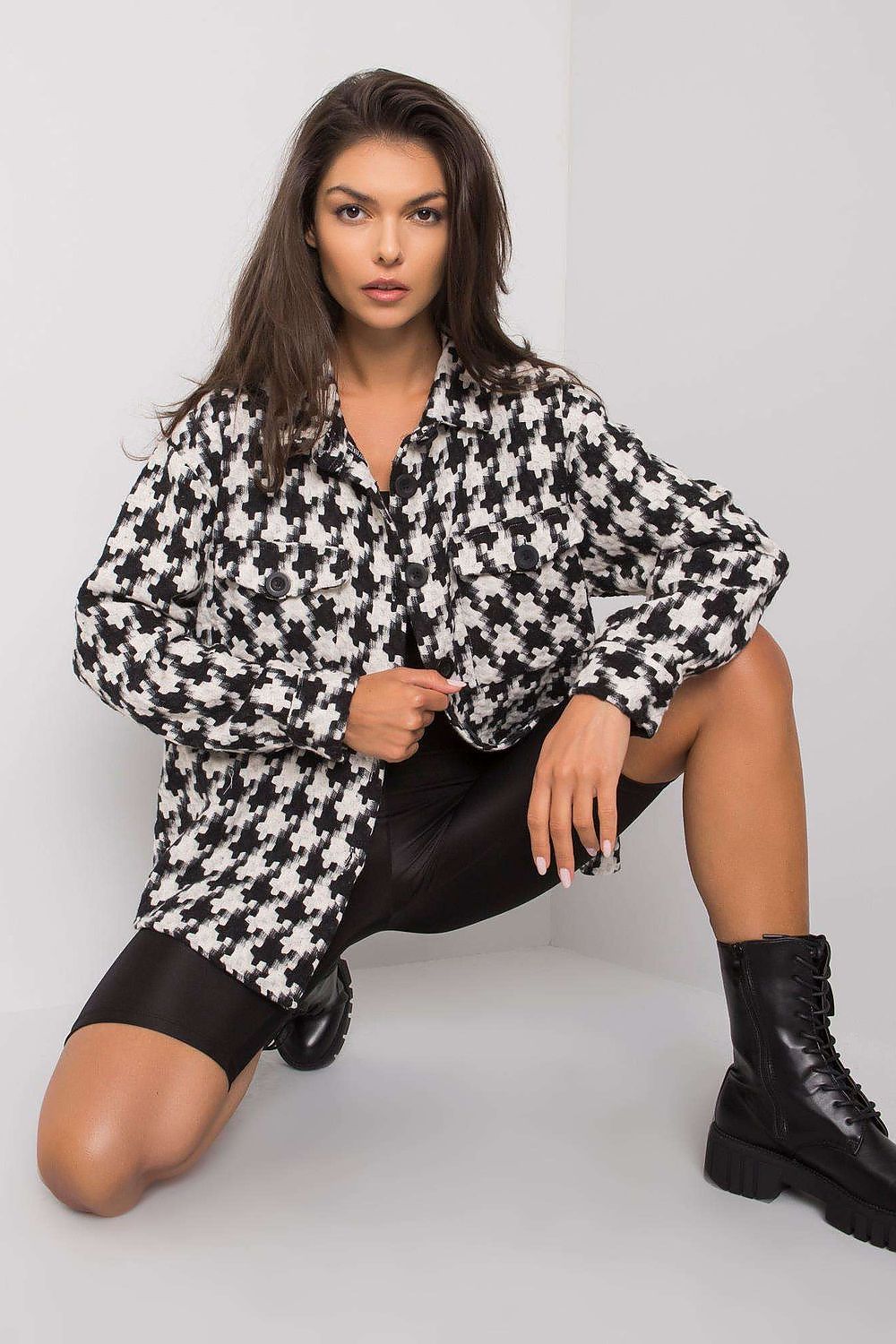 Chemise longue Elmoda structurée noir | Zachoo