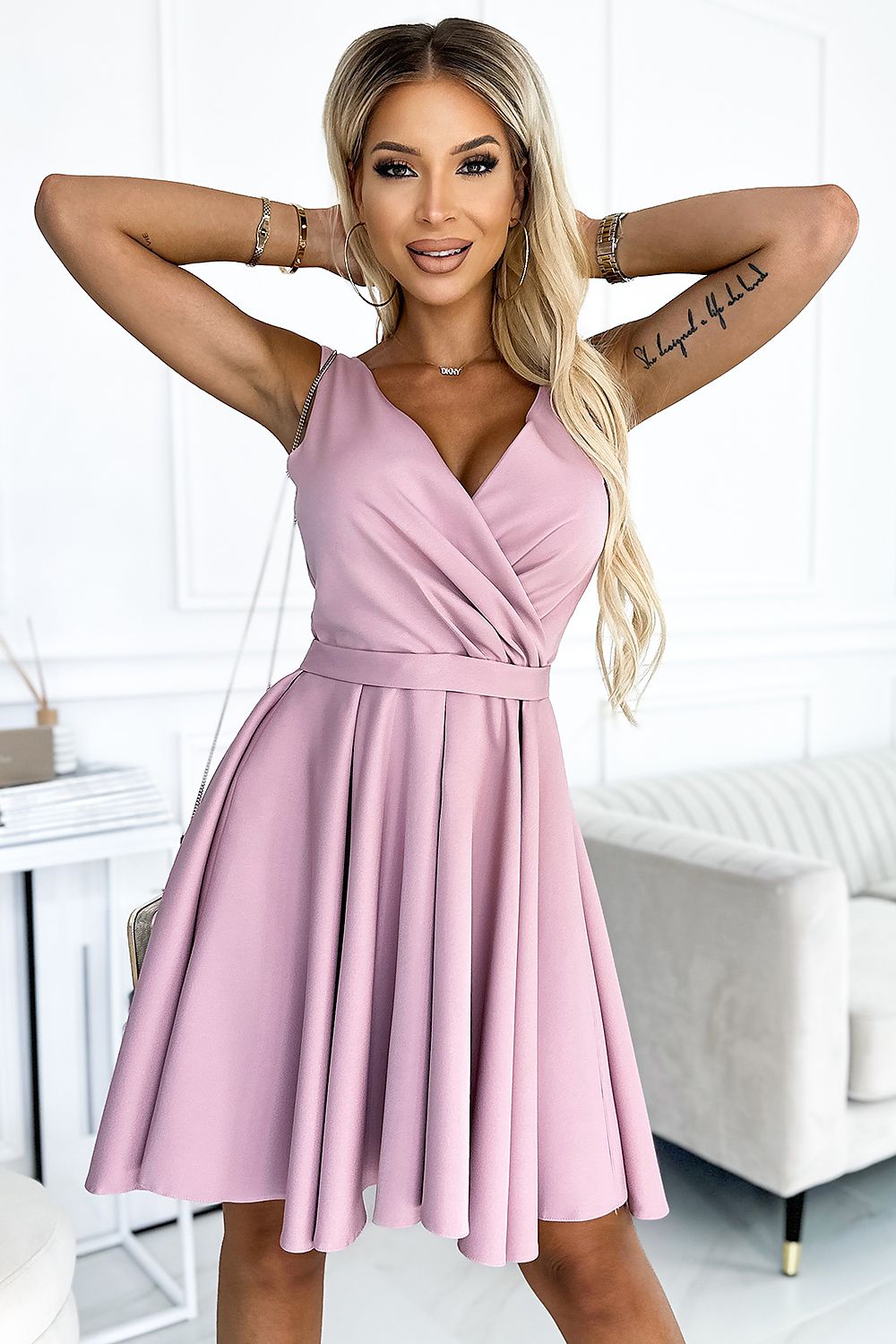 Robe de cocktail Seryana asymétrique rosé | Zachoo