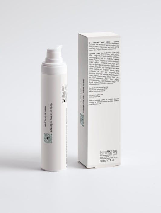 Crème Nuit Céramides – Réparation & Hydratation Profonde – 99% Naturelle – 50 ml | Zachoo