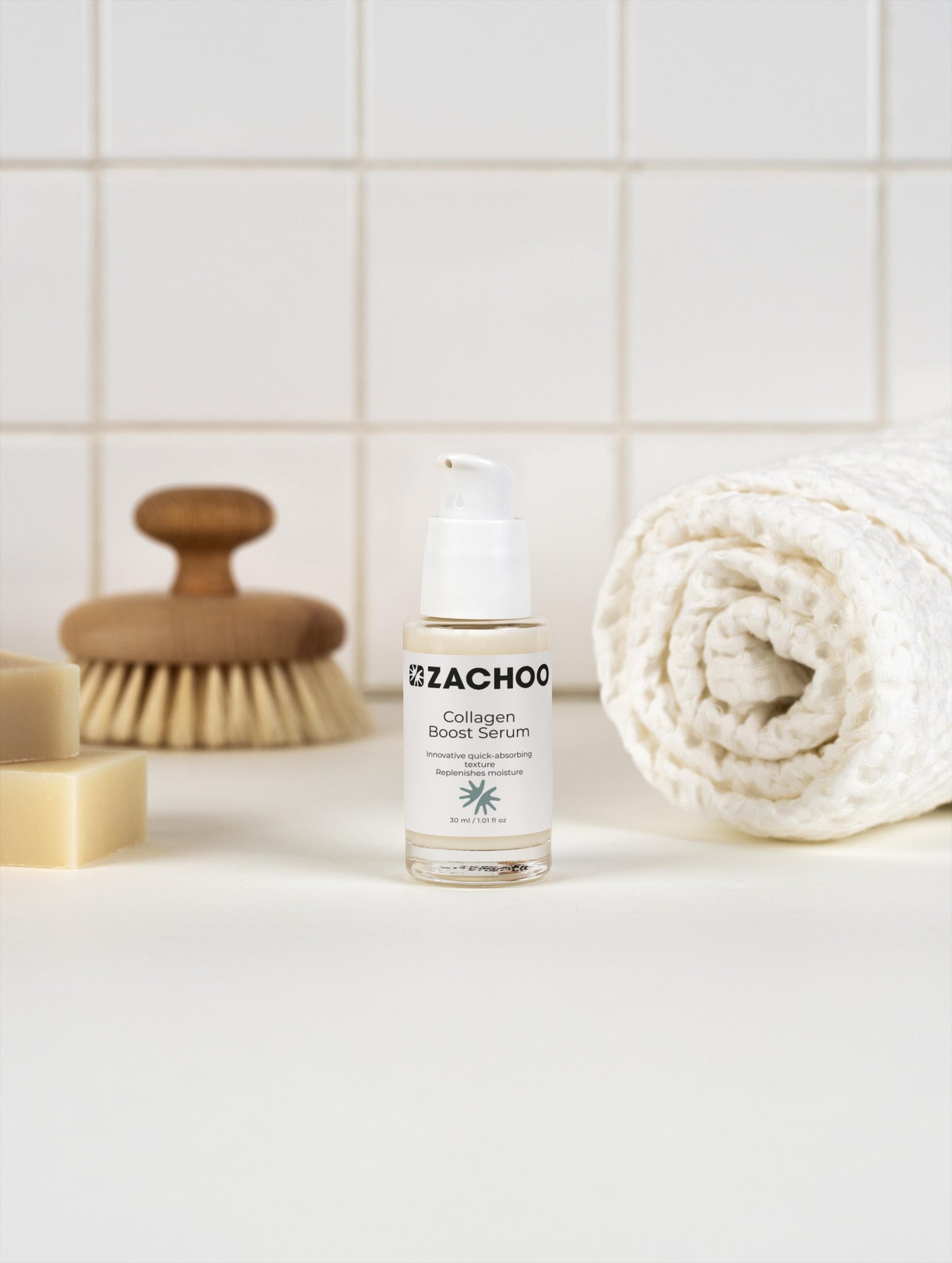 Sérum Booster Collagène & Acide Hyaluronique - Fermeté & Éclat - 100% Naturel - Certifié Ecocert - 30ml | Zachoo