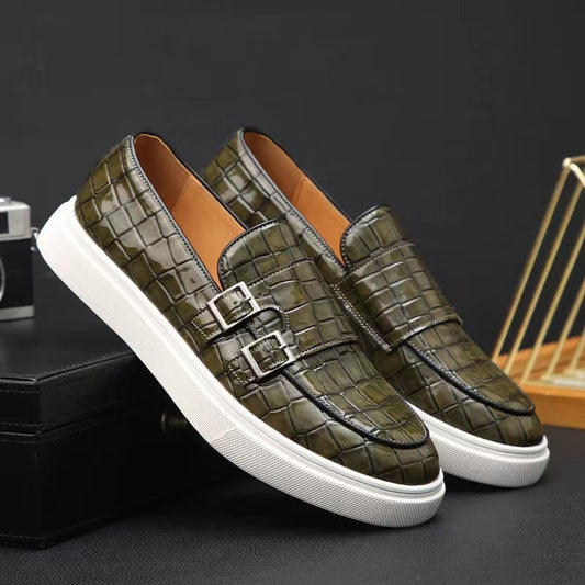 Mocassins à boucles motif crocodile