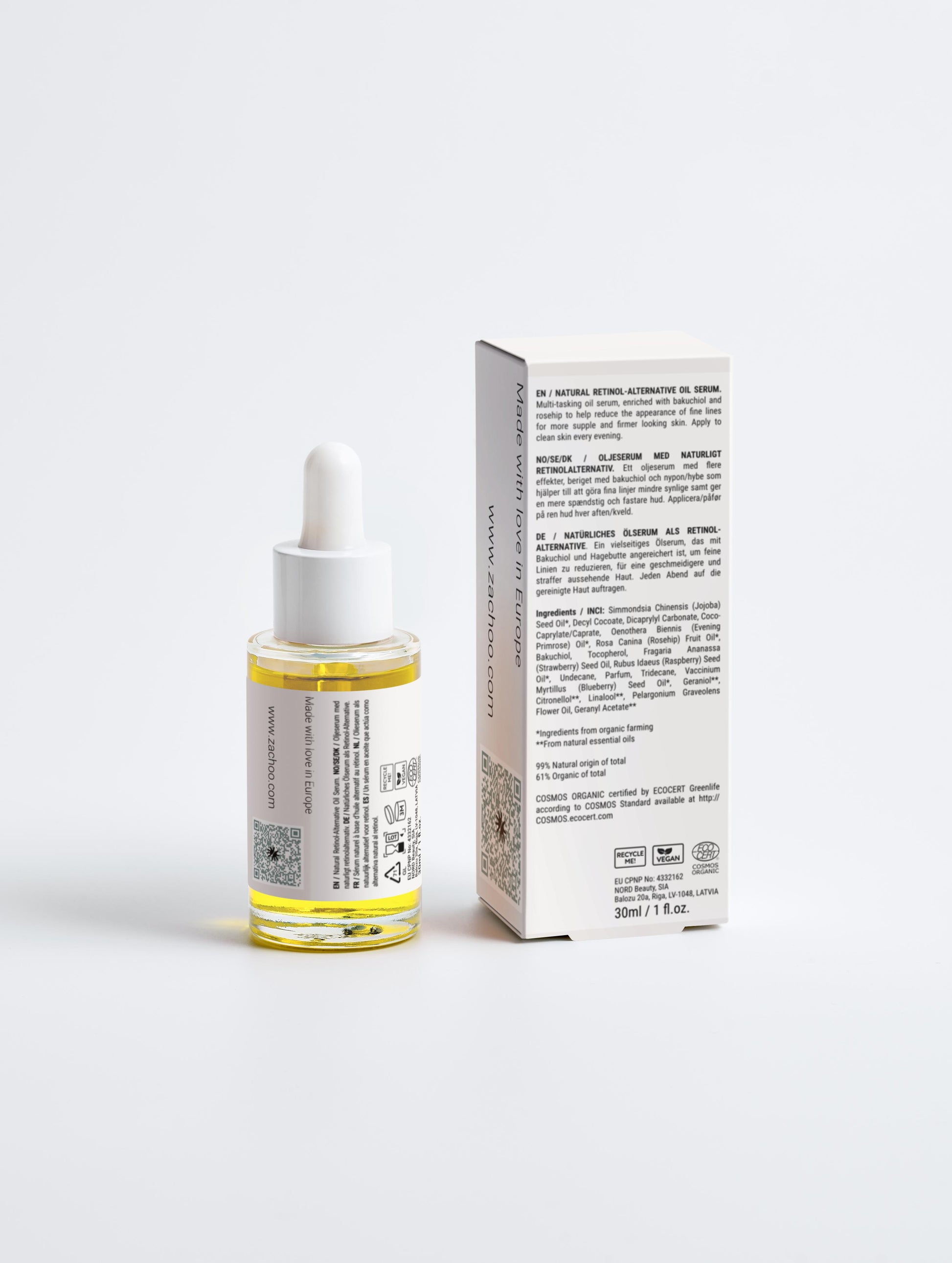 Sérum Huile Visage Naturelle sans Rétinol - Anti‑Âge & Éclat – Certifié ECOCERT – 30 ml | Zachoo