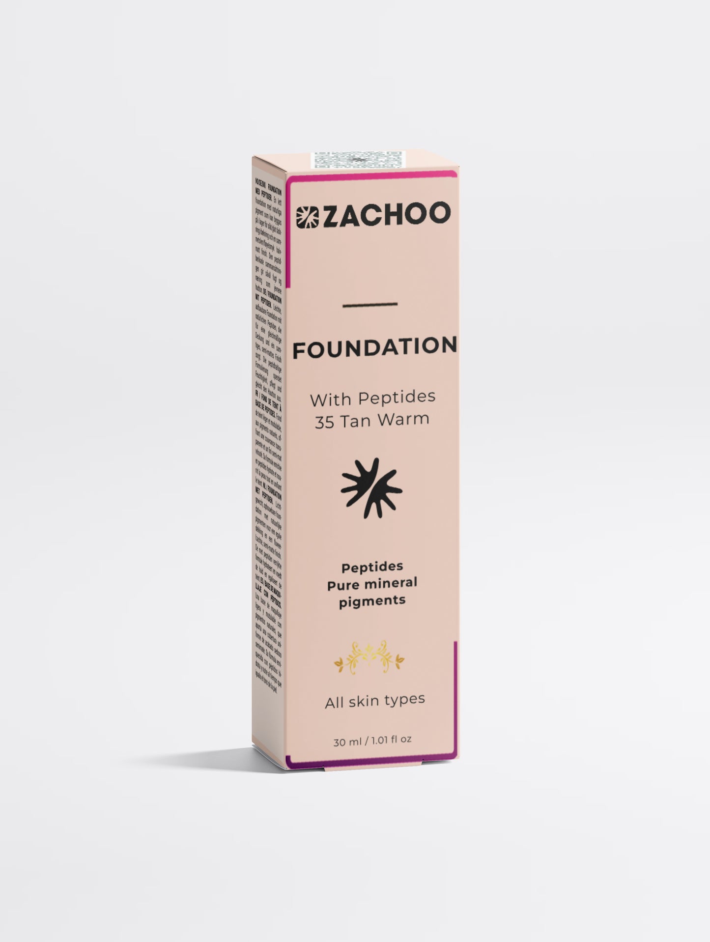 Fond de Teint Naturel aux Peptides – Effet Seconde Peau & Hydratation – 35 Tan Warm– 30ml | Zachoo