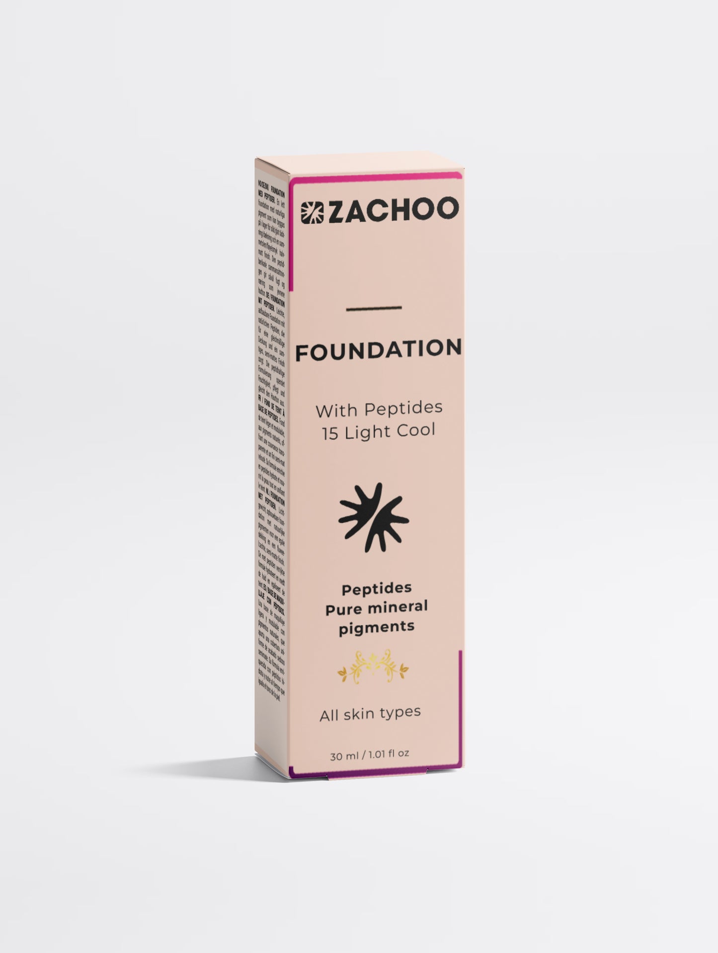 Fond de Teint Naturel aux Peptides – Effet Seconde Peau & Hydratation – 15 Light Cool – 30ml | Zachoo