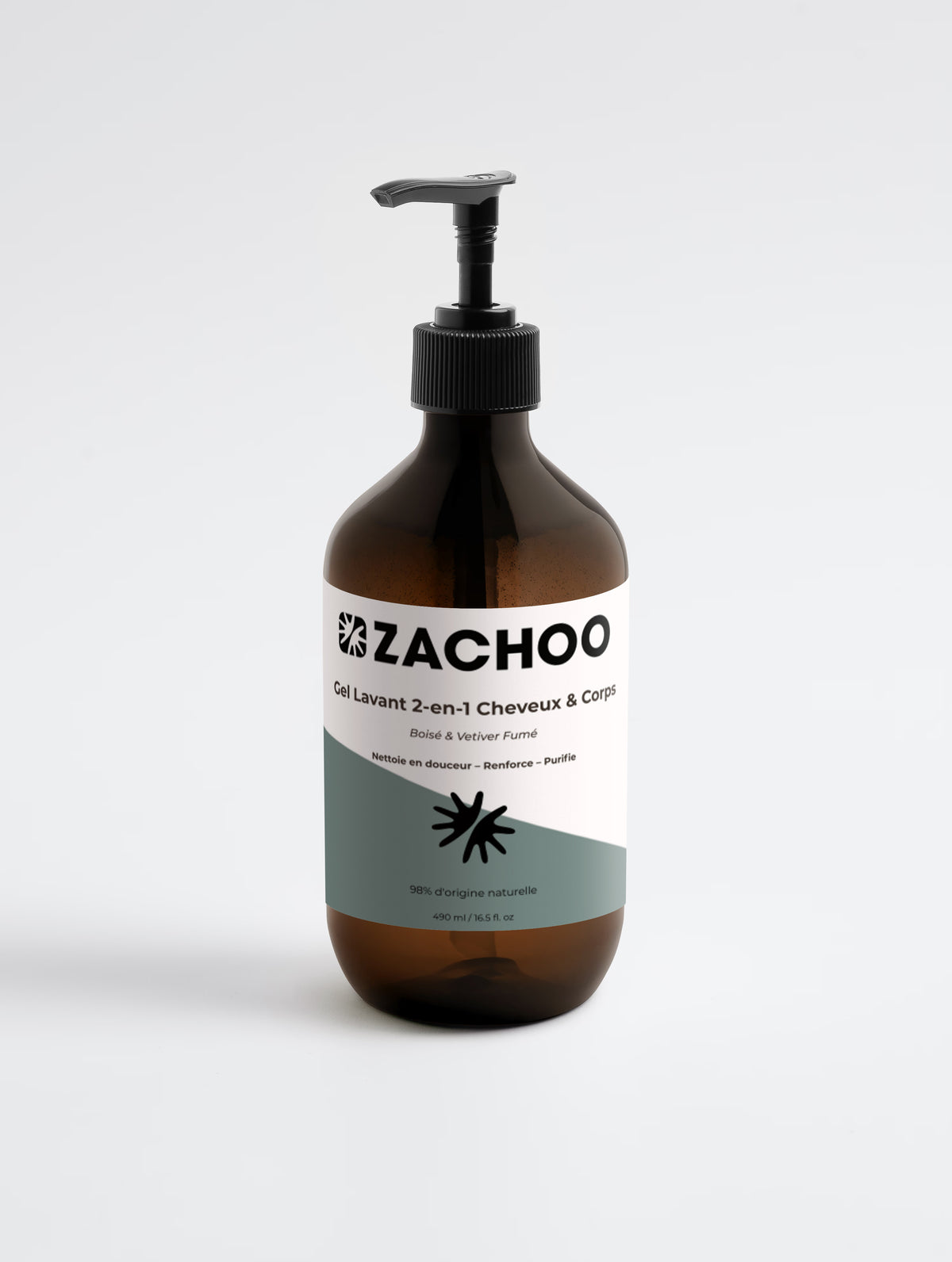 Gel Lavant 2‑en‑1 Cheveux & Corps – Soin Quotidien – 98% Naturel – 490 ml | Zachoo