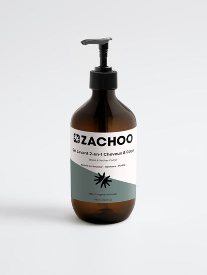 Gel Lavant 2‑en‑1 Cheveux & Corps – Soin Quotidien – 98% Naturel – 490 ml | Zachoo