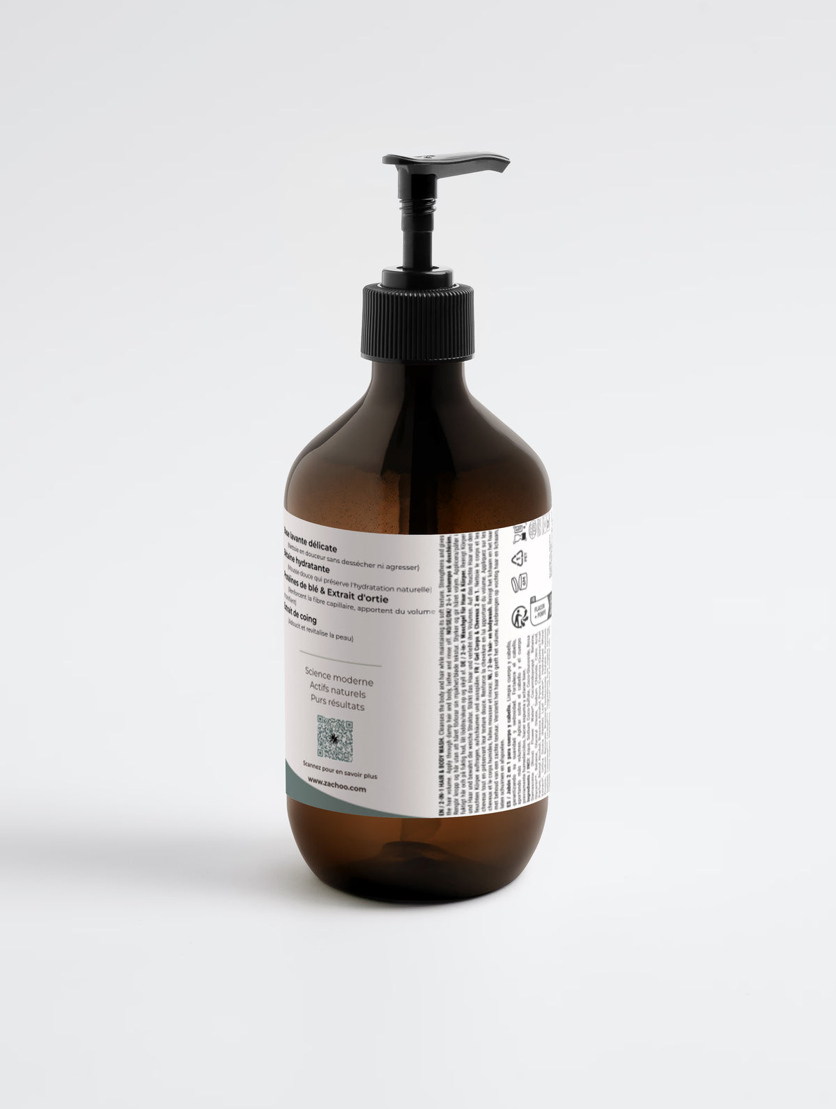 Gel Lavant 2‑en‑1 Cheveux & Corps – Soin Quotidien – 98% Naturel – 490 ml | Zachoo