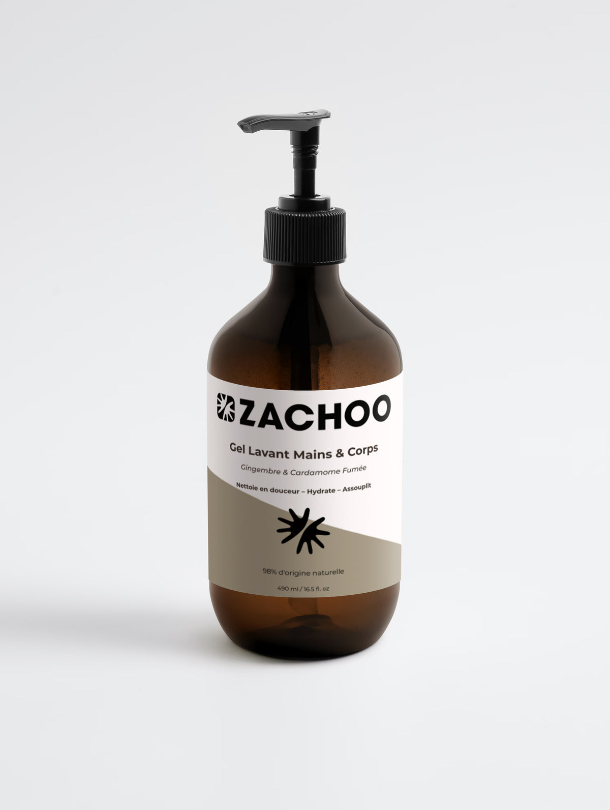Gel Lavant Mains & Corps Gingembre & Cardamome Fumée - Hydratant & Doux - Certifié Ecocert - Bio - 490ml | Zachoo