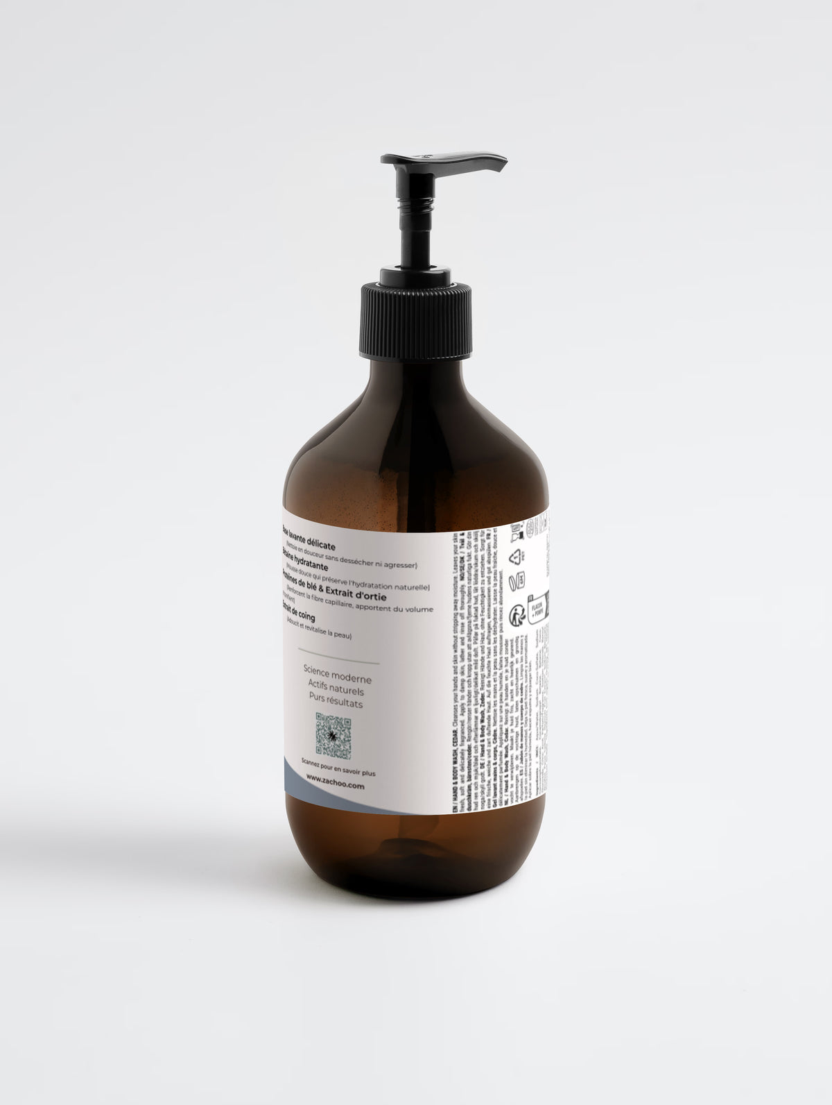 Gel Lavant Mains & Corps Menthe & Cèdre Noir - Nettoyant Doux Hydratant - Certifié Ecocert - Bio - 490ml | Zachoo