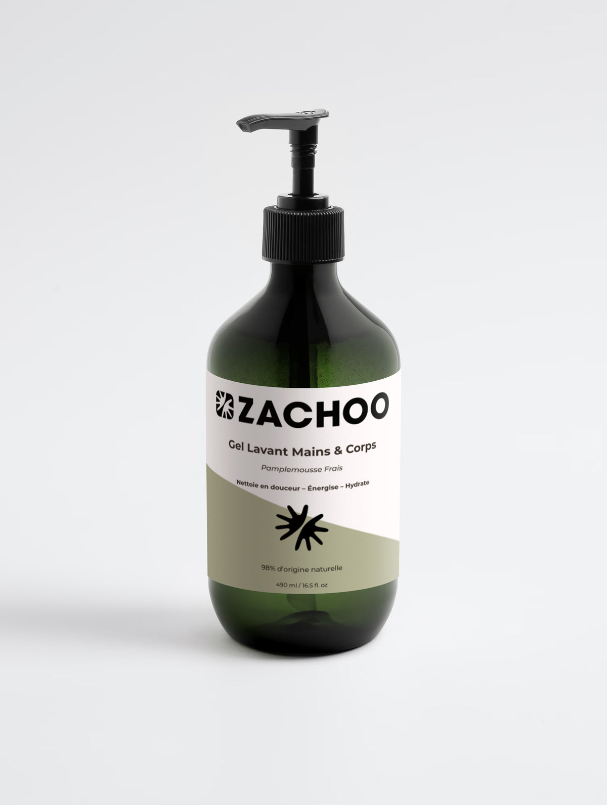Gel Lavant Mains & Corps Pamplemousse Frais - Énergisant & Hydratant - Certifié Ecocert - Bio - 490ml Vert | Zachoo