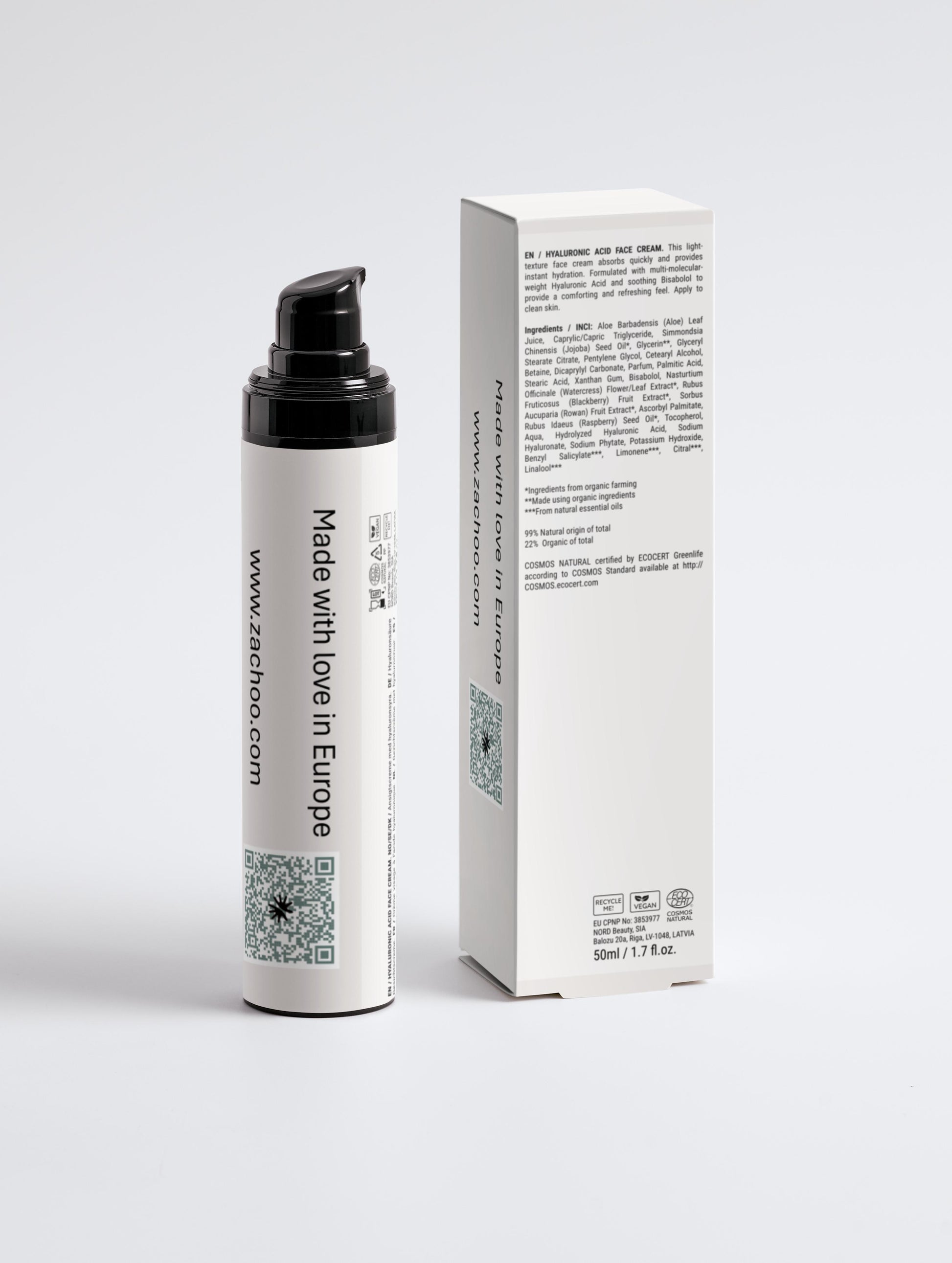Crème Visage Homme à l'Acide Hyaluronique - Hydratante & Apaisante après-rasage - Certifiée Ecocert - 99% Naturel | Zachoo