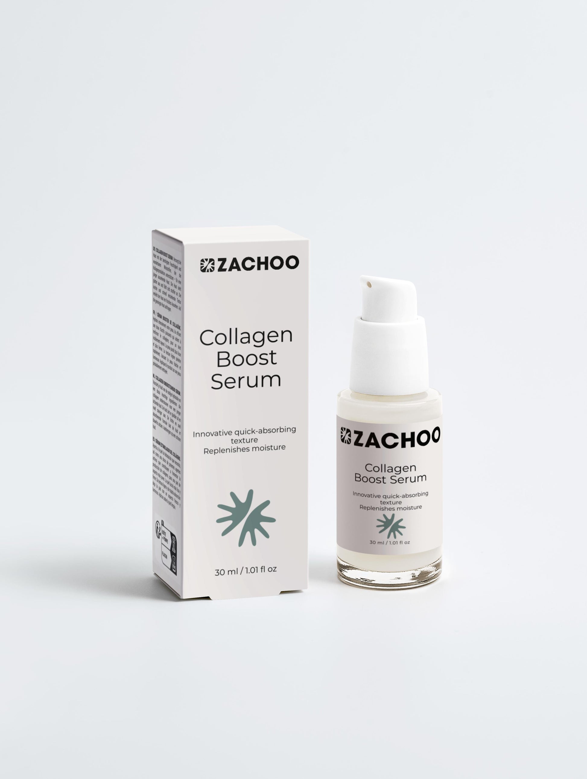 Sérum Booster Collagène & Acide Hyaluronique - Fermeté & Éclat - 100% Naturel - Certifié Ecocert - 30ml | Zachoo