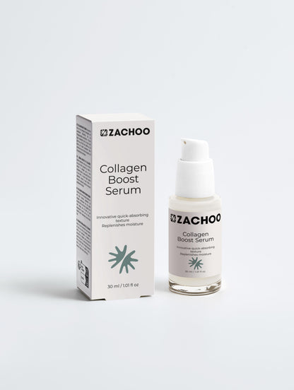 Sérum Booster Collagène & Acide Hyaluronique - Fermeté & Éclat - 100% Naturel - Certifié Ecocert - 30ml | Zachoo