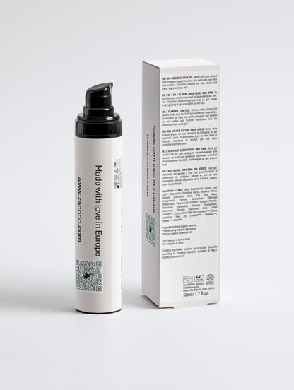 Gel Visage Homme Sans Huile Zachoo – Hydratant au Zinc PCA – Peaux Mixtes à Grasses – Certifié Ecocert – 50 ml | Zachoo